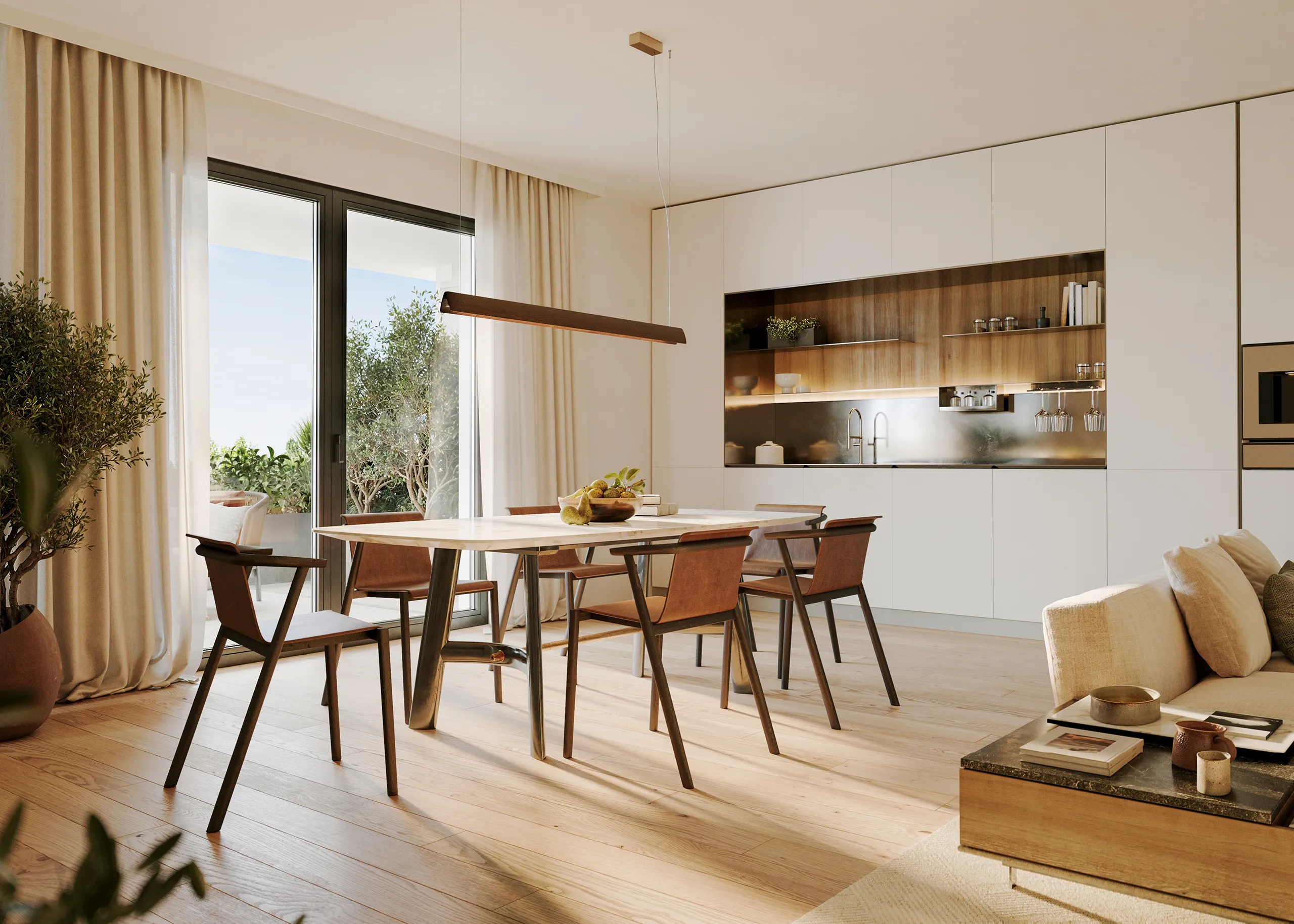 Cucina moderna degli appartamenti Odea con finiture di qualità e spazi progettati per la vita quotidiana